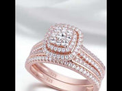 1.6 Ct Round Diamond Option 2pcs Rose Gold Ring Set