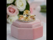 Yellow Gold Oval Cut Yellow Sapphire Engagement Ring Set