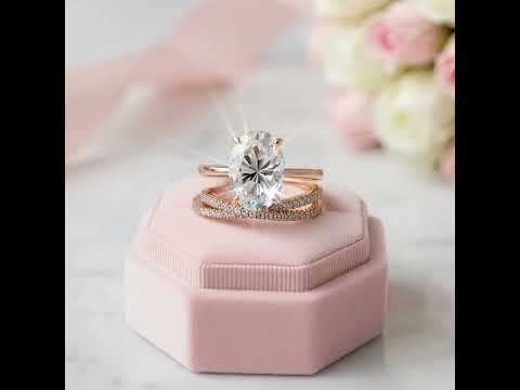 Classic Rose Gold Oval Cut Bridal Set