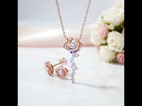 Vintage Rose Diamond Pendant Necklace & Earrings