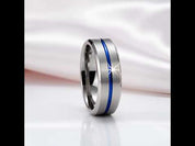 8mm Tungsten Carbide Thin Blue Line Men's Wedding Band