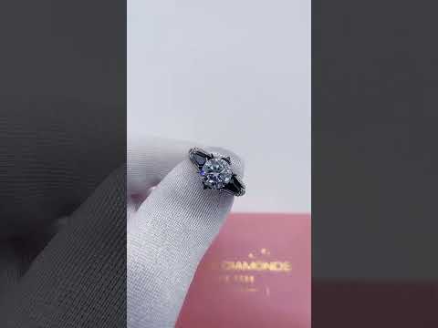 Bat's Kiss Promise Ring- 1.5 Ct Round and Coffin Cut Diamond Gothic Ring