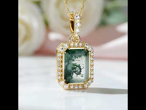 Natural 7*9mm Green Moss Agate Necklace