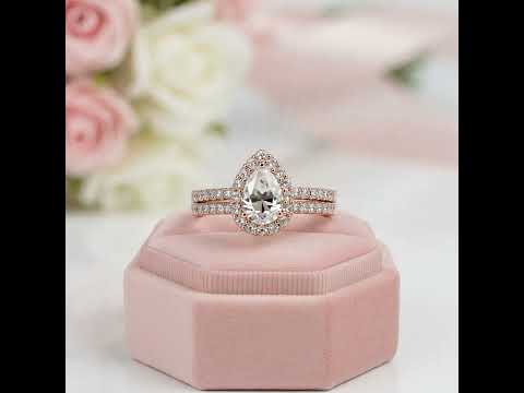 Rose Gold Pear Cut Diamond Option Engagement Ring Set