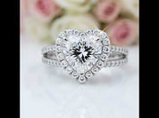 14k White Gold 2.0 Ct 8.5mm Heart Shaped Diamond Option Halo Engagement Ring