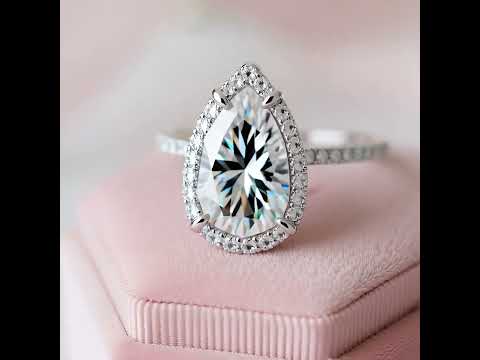 6.0 ct Pear Cut Diamond Halo White Gold Engagement Ring