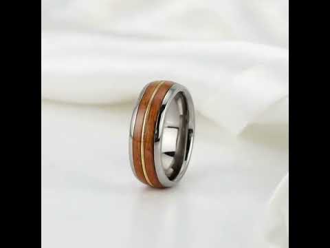 Wood & Guitar String Tungsten Men's Wedding Band