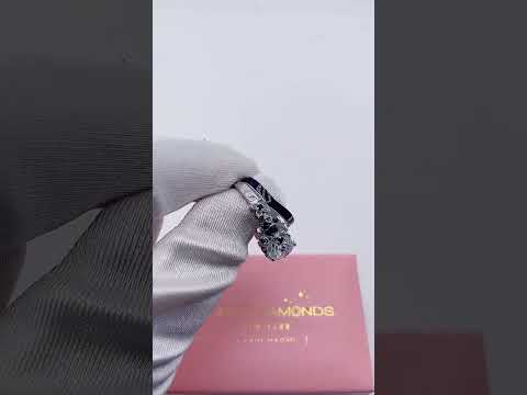 I Do Wedding Rings - 1.5 Ct Round Cut Diamond Skull Wedding Rings in 14K White Gold and Black Enamel