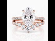 Rose Gold Oval Cut White Stone Wedding Set