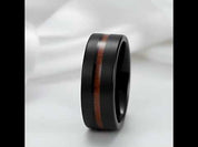 Black with Wood Line Tungsten Carbide Ring