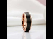 Classic Rose Gold & Black Tungsten Carbide Unisex Wedding Ring