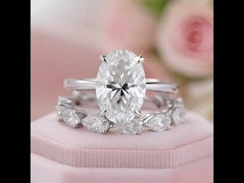 Stunning Oval & Pear Cut Simulated Diamond Option Bridal Ring Set