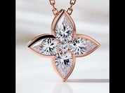 18k Gold Overlay Four-Leaf Clover Certified Moissanite Necklaces