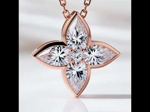 18k Gold Overlay Four-Leaf Clover Certified Moissanite Necklaces
