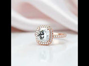 Classic Rose Gold Halo Radiant Cut Engagement Ring