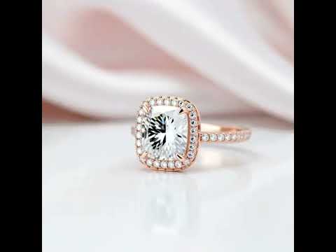 Classic Rose Gold Halo Radiant Cut Engagement Ring
