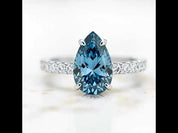 Pear Cut Blue Sapphire Engagement Ring