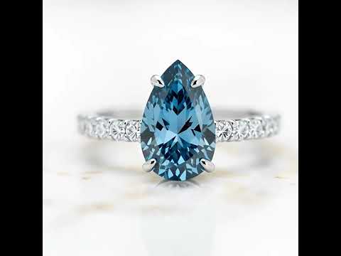 Pear Cut Blue Sapphire Engagement Ring