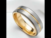 Men's Tungsten Carbide Yellow Line Wedding Band