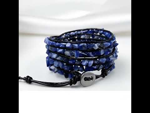 Natural Lapis Lazuli Raw Stone Gravel Bead Bracelet