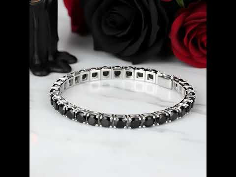 6.5mm Black Round Diamond Cuff Bracelet