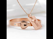 Lock and Key Necklace and Bracelet For Couples