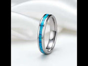 Blue Opal Men's Tungsten Wedding Band