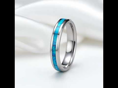 Blue Opal Men's Tungsten Wedding Band