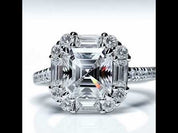 Celestine Diamond Option Emerald Cut Halo Engagement Ring