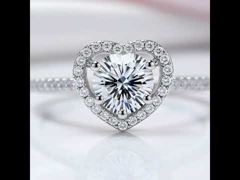 Diamond Option Heart Engagement Ring Set