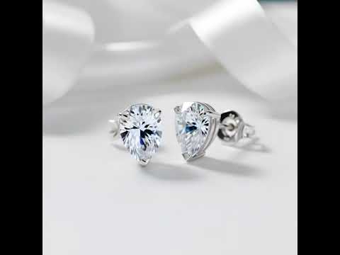 White Sapphire Pear Cut Women's Stud Earrings