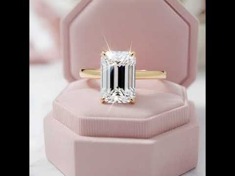 14k Yellow Gold 4.0 Carat Emerald Cut Diamond Option Engagement Ring