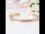 I Love You To The Moon And Back Stainless Steel Bangle