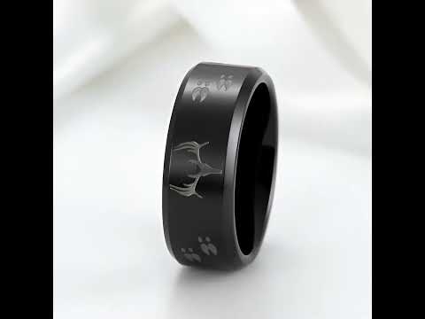 8mm Tungsten Carbide Wedding Band with Engraved Deer