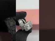 Eternity Halo Cushion Cut Ring Set in White Gold