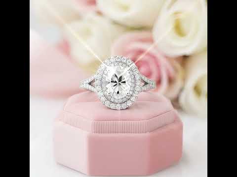 3ct Halo Oval Cut Diamond Option Double Halo Engagement Ring