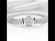Rose Flower Flat Bracelet with Diamond