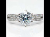 18K White Gold Round Cut 1ct 9mm Diamond Option Star Queen Engagement Ring