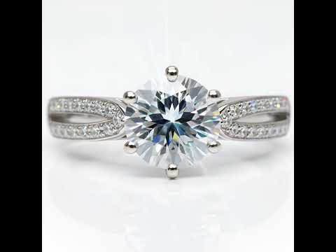 18K White Gold Round Cut 1ct 9mm Diamond Option Star Queen Engagement Ring
