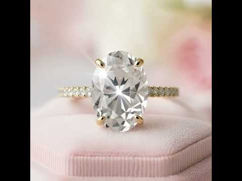 Oval 4ct Diamond Option Solid Gold Solitaire Engagement Ring