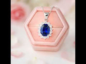 6.4 Ct Oval Cut Blue Tanzanite Pendant Necklace