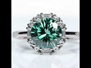 2.0 Ct Round Excellent Cut Green Diamond Engagement Ring