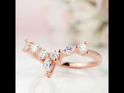 Marquise Cut Stackable V Shape Wedding Band