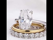 3.5 Carat Oval Cut Simulated Diamond Option Wedding Ring Set