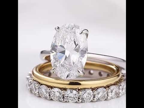 3.5 Carat Oval Cut Simulated Diamond Option Wedding Ring Set