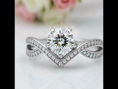 1.0 Ct Round Diamond Option V Shaped Twist Engagement Ring