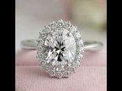 18k Oval Cut Diamond Option Vintage Halo Engagement Ring