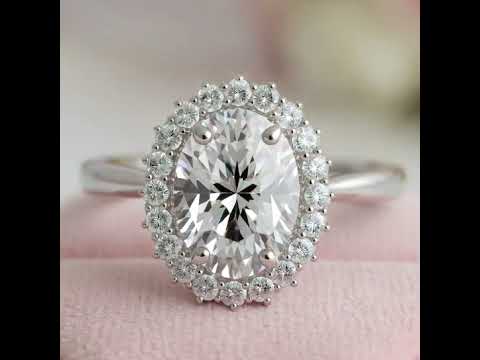 18k Oval Cut Diamond Option Vintage Halo Engagement Ring