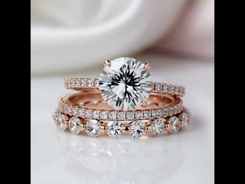 Rose Gold Classic Round Cut Wedding Set