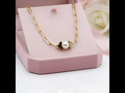 White Freshwater Pearl 18K Yellow Gold Necklace